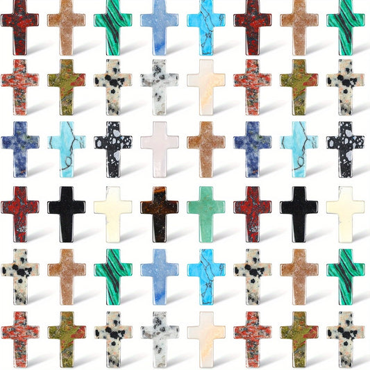 Worry Stones - Cross Bulk 50pcs Faux Gemstone Cross Shaped Palm Pocket Assorted Crystal - main product view