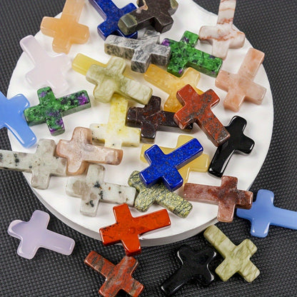Worry Stones - Cross Bulk 50pcs Faux Gemstone Cross Shaped Palm Pocket Assorted Crystal - product detail view 5