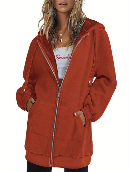 Zip Up Hoodies for Women Long Sleeve Oversized Sweatshirts Casual Jackets with – view 2